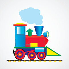 Steam locomotive on light grey background