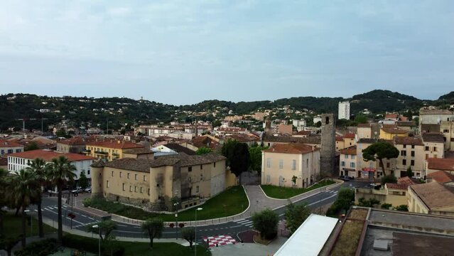 view down to up of the city of vallauris