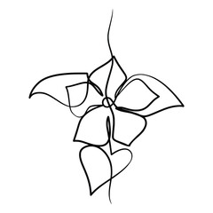 Continuous one line art drawing of beauty periwinkle flower