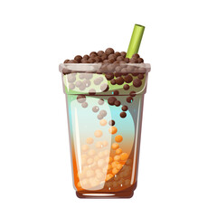 Bubble tea with tapioca.Bubble milk tea in a plastic cup. Vector illustration isolated on a white background.