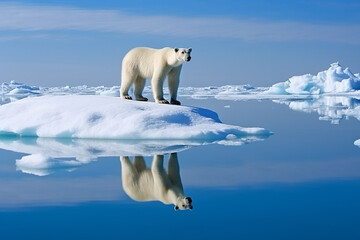 Naklejka na ściany i meble A polar bear on an ice floe in the arctic. Generative AI 