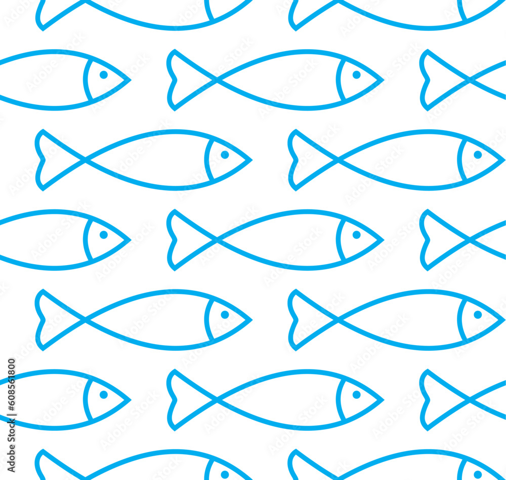 Poster fish seamless vector pattern. perfectly tile-able both horizontally and vertically; scalable and edi