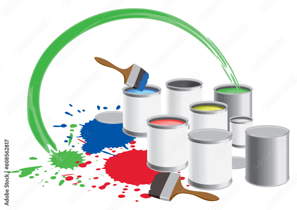 Poster vector image pots with a colour paint.