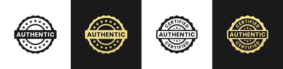 Authentic stamp or Authentic label vector isolated in flat style. Best Authentic stamp vector for product packaging design element. Authentic label for packaging design element.