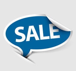 Blue Vector Sale speech bubble as pointer with white border