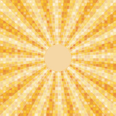 Vector illustration with rays and orange mosaic