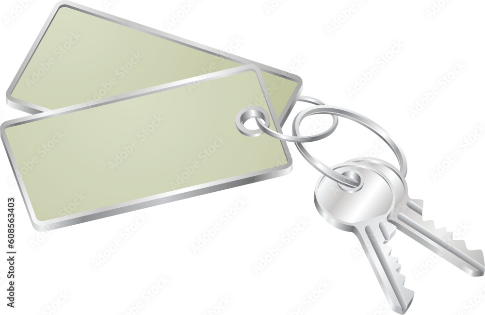 Aufkleber illustration of two keys on a keyring with tag with copy-space for your text