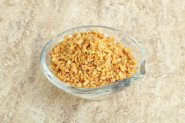 Crunched roasted peanut in the bowl