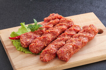 Raw beef kebab minced meat