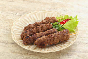 Beef kebab skewer minced meat