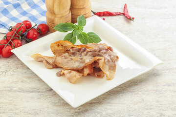 Fried pork bacon for breakfast