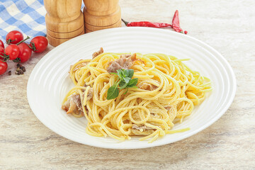 Spaghetti carbonara pasta with bacon