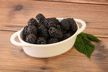 Natural organic blackberry in the bowl