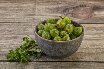 Natural ripe gooseberry heap in the bowl