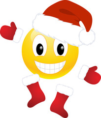 Christmas emoticon with santa's clothes. Vector illustration.