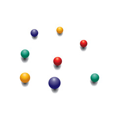 Yellow, dark blue and red spheres on a white background.Vector illustration