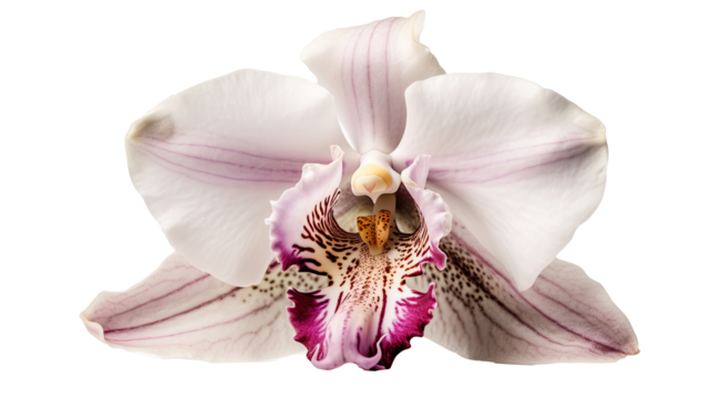 Image of Beautiful Orchid Flower on Transparent Background. Generative AI.