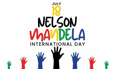 HappyJuly 18 Nelson Mandela international day banner or illustration with hand icon 4th of july - 6