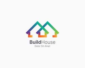 Creative colorful house builder logo
