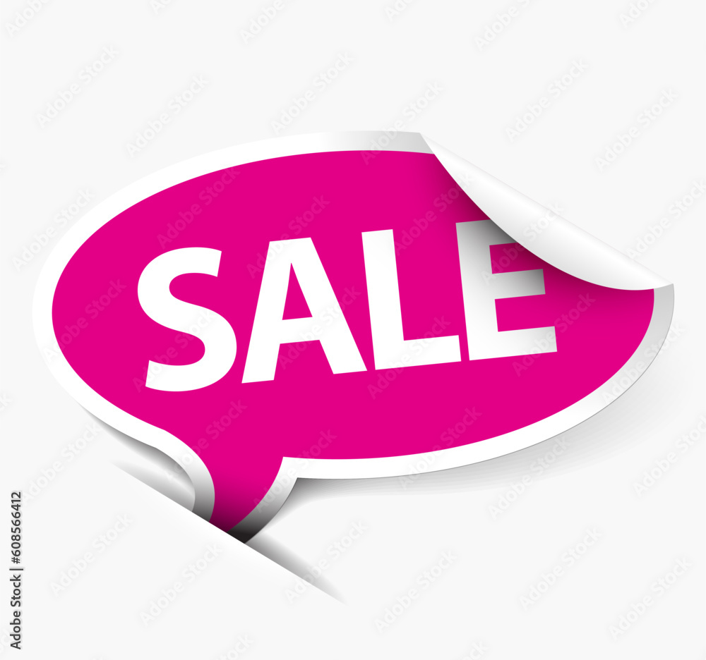 Poster blue vector sale speech bubble as pointer with white border