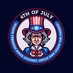 Obraz premium Uncle Sam 4th of july American independence day mascot cartoon