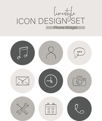 Linestyle Icon Design Set Phone Widget
