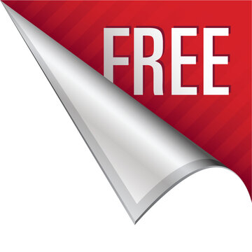 Free icon on vector peeled corner tab suitable for use in print, on websites, or in advertising materials.