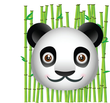 cute panda with bamboo