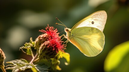 A macro of a butterfly on a flower - Generative AI