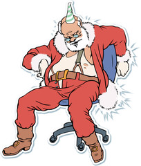 Santa Claus sleeping on a chair. A vector illustration.