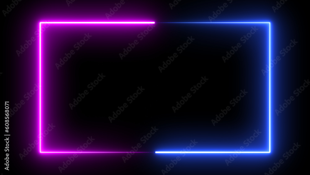Canvas Prints abstract neon line loop illustration rectanble purple and blue frame. frame for your text sci-fi. si