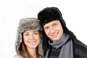 Young beauty couple in winter cloth