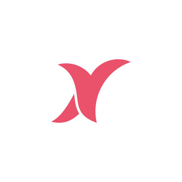 letter v curves red flower logo vector