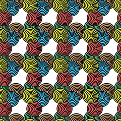 circles and colors pattern, abstract seamless texture; vector art illustration