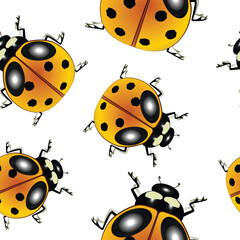 ladybugs pattern, abstract seamless texture; vector art illustration