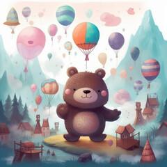 Cute Bears, Childrens Book Illustration, Generative AI