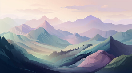 Mountain wallpaper background in pastel colors. Generative AI