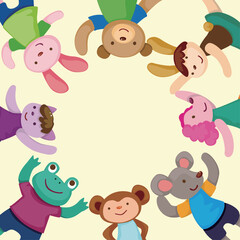 cartoon animal dancer seamless pattern