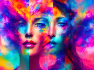 Woman with Paint Splash, Generative AI Illustration