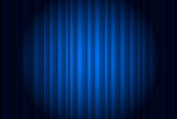 Curtain from the theater with a blue spotlight. Illustration of the designer