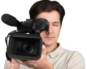 Closeup of a Cameraman Filming