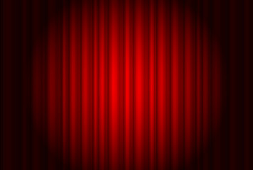 Curtain from the theater with a spotlight. Illustration of the designer