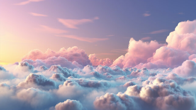 Fototapeta Colorful background wallpaper of clouds in pastel colors. Generative AI