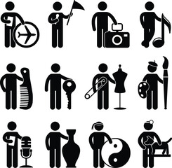 A set of niche job and occupation in pictogram.