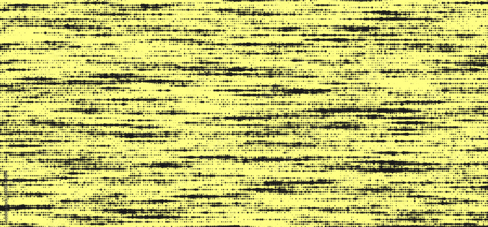 Poster abstract background with black dots on yellow background. grid of blinking dots. the flow of scienti