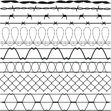 A set of fences and barbed wires design.