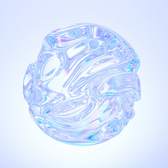 Glass shape with colorful reflections composition. 3d rendering illustration.	