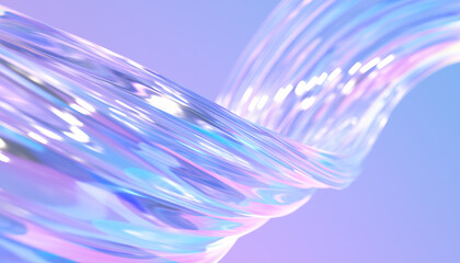 Glass shape with colorful reflections background. 3d rendering illustration.
