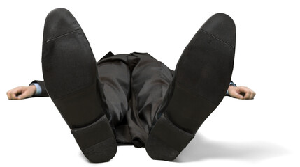 Portrait of a Businessman Lying Flat on his Back