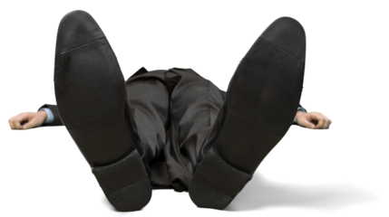 Portrait of a Businessman Lying Flat on his Back